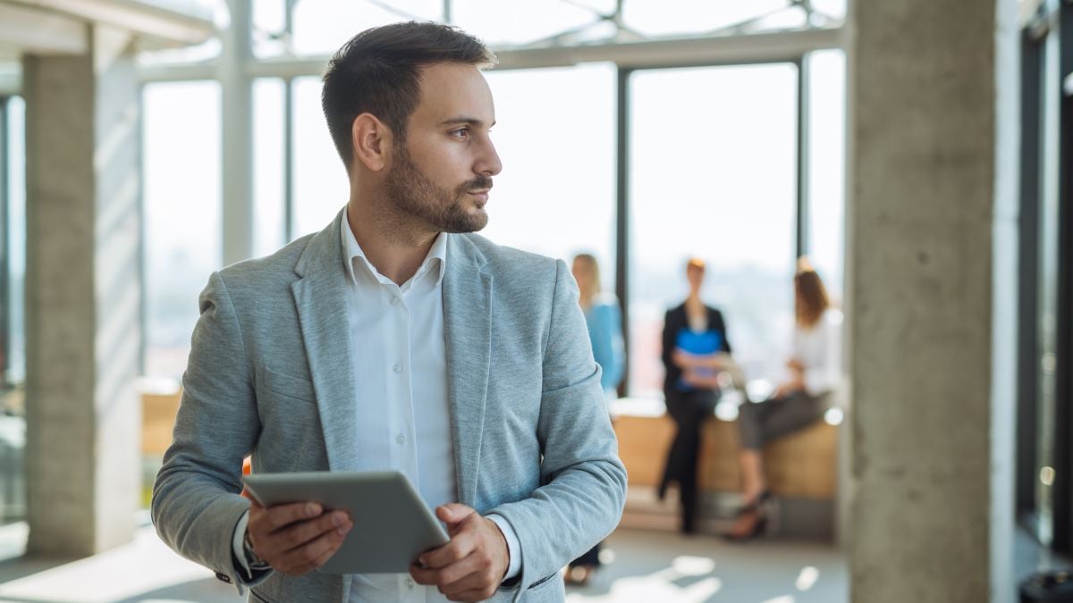 Man holding a tablet computer