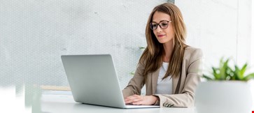 Woman working with her laptop