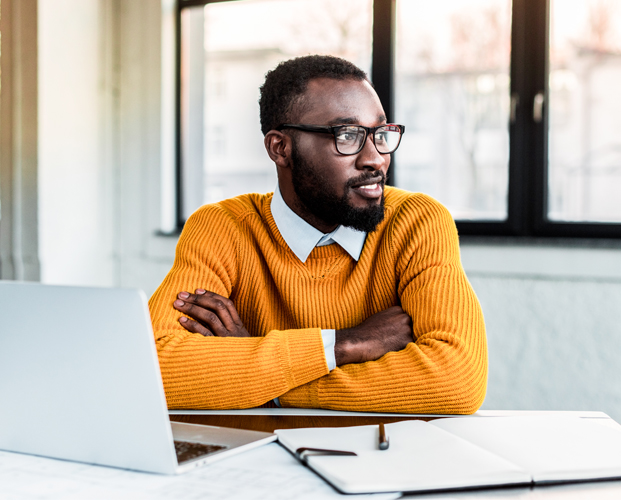 Thoughtful young african american businessman