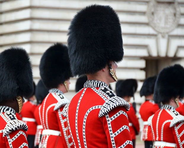 British royal guards in the uniform