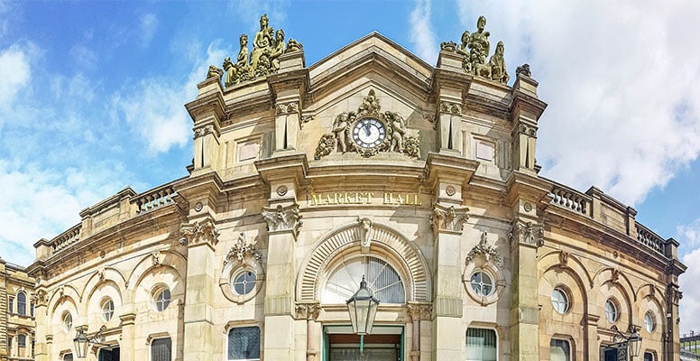 Front facade of accrington Victorian market hall