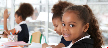 Cute girls in classroom