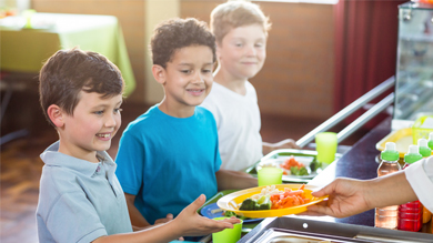 Primary school children at canteen