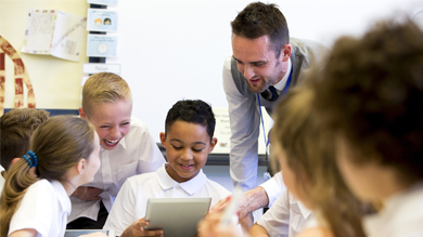 Teacher happy at School