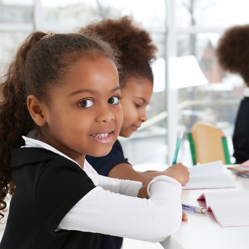 Cute girls in classroom