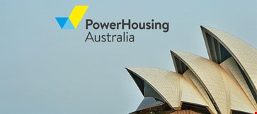 Power housing logo with Opera House building in Australia