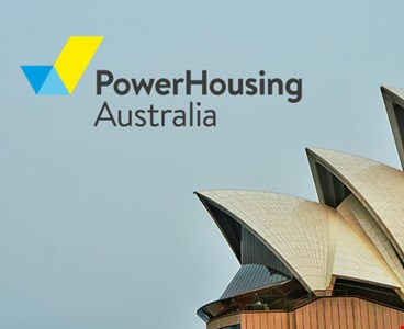 Power housing logo with Opera House building in Australia